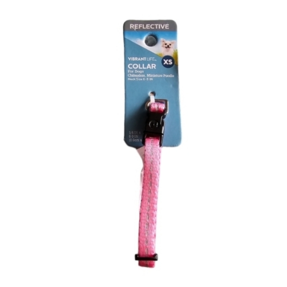 Vibrant Life Dog Collar Reflective Pink Size X-Small